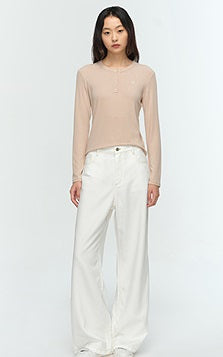 COMME MOI Lu Yan designer new women's Henry collar base shirt slim T-shirt - BLESSED.