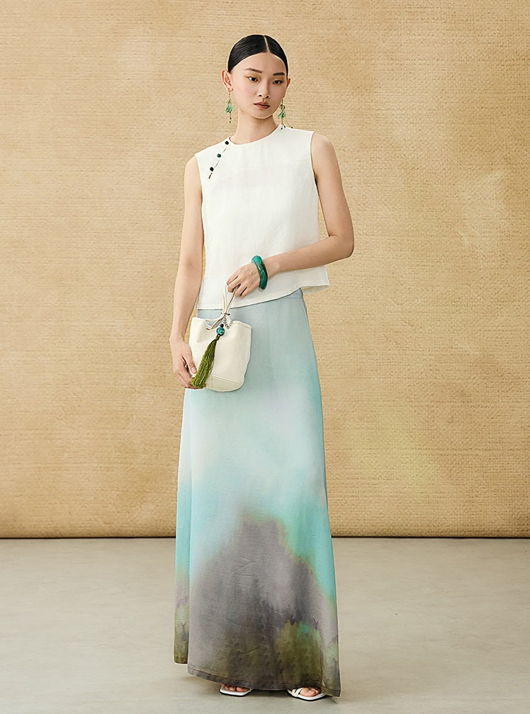 HECO Chinese Diagonal Jacquard Round Neck Vest - HOVER.