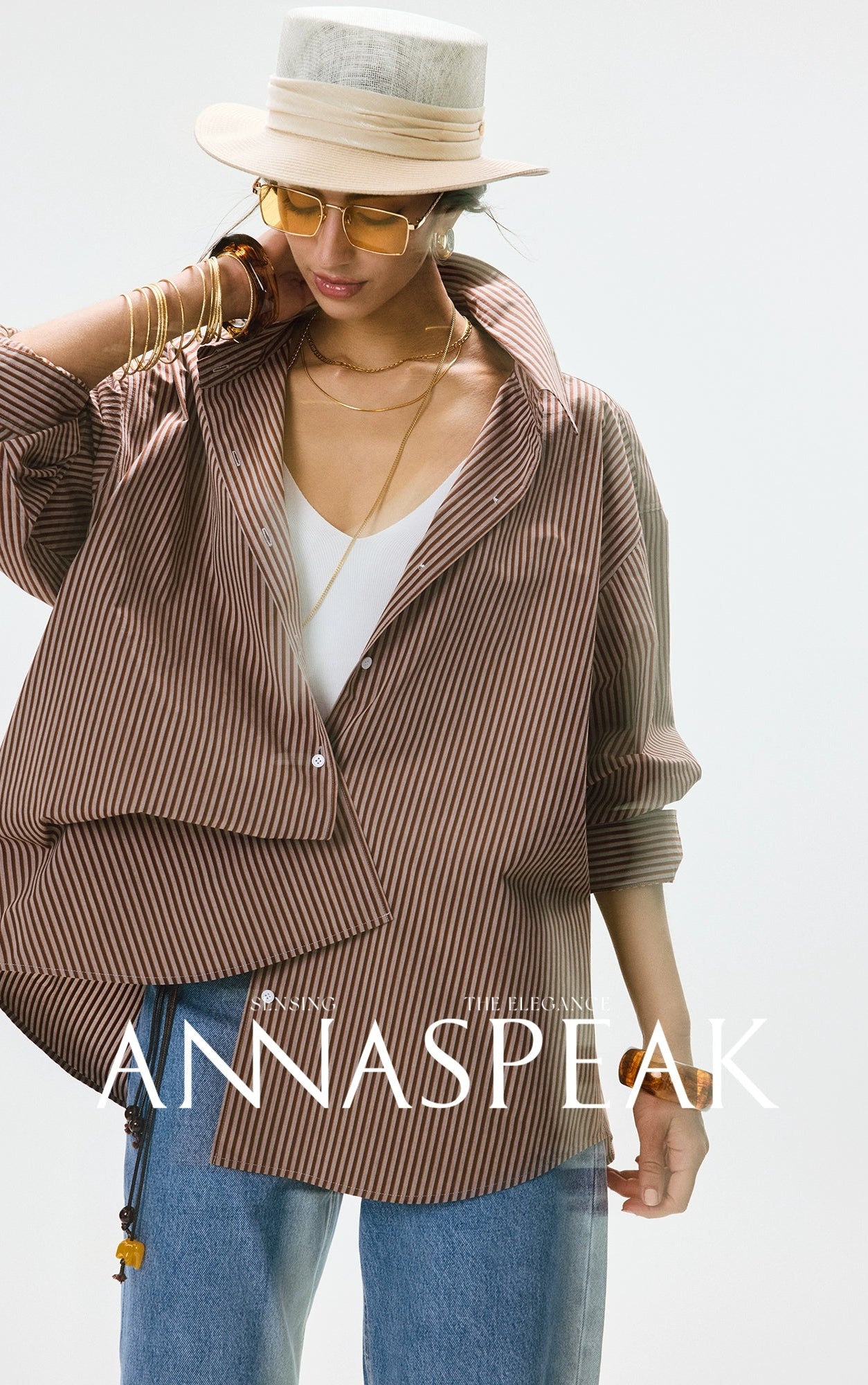 ANNASPEAK multi-wear French side buckle long staple cotton  style shirt-MYSTIC.