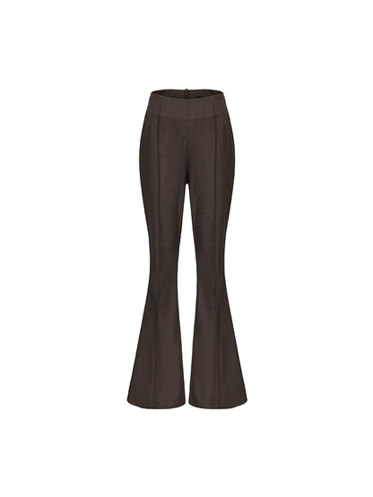 ATELIER MISS LU Retro Modern Long-legged Sheep Wool Flared Pants - HEATHER