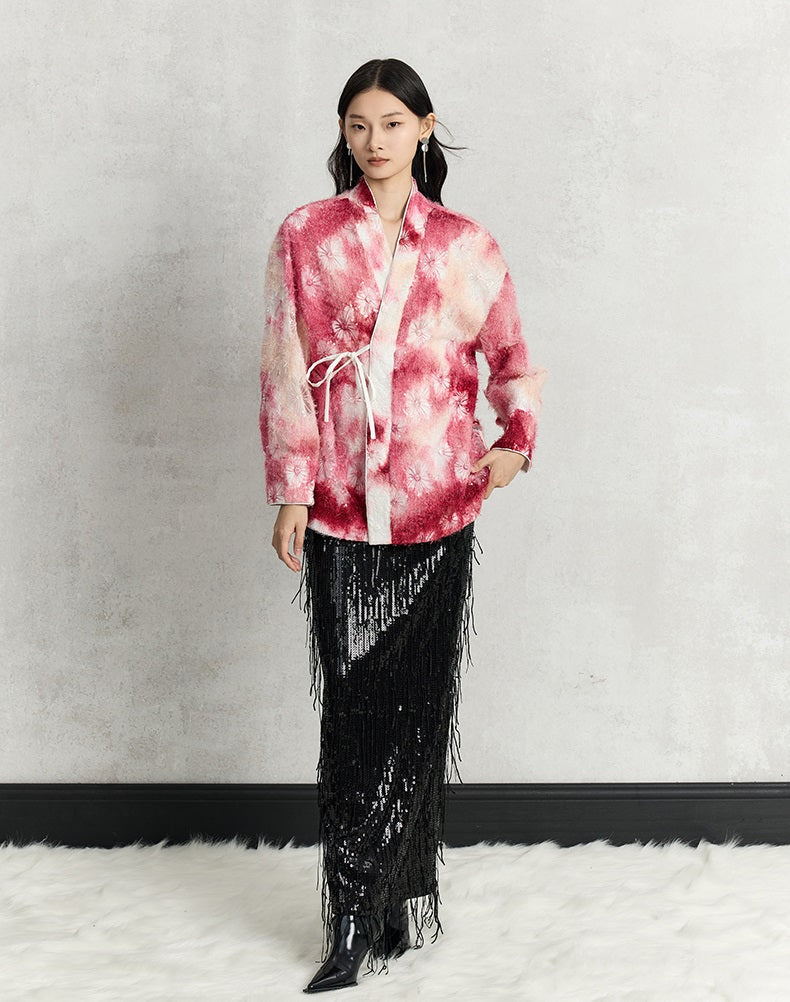 HECO 100% polyester Silver Black Sequins High Waist Slim Skirt Woman - sun.