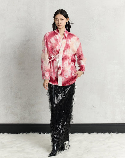 HECO 100% polyester Silver Black Sequins High Waist Slim Skirt Woman - sun.