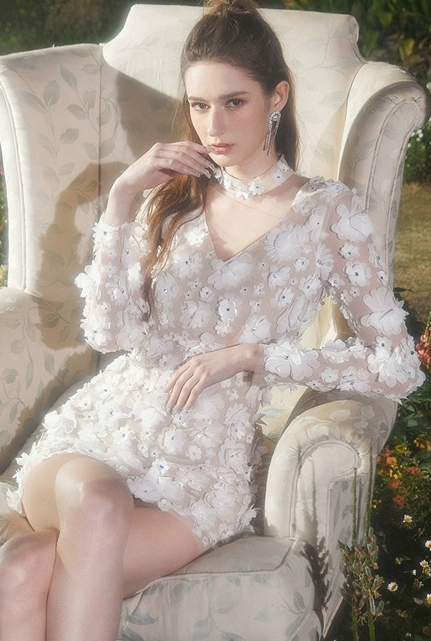 Wardrobes By Chen Elegant White V-Neck Long Sleeve Short party bridal GOOD GIRL REBEL Wardrobes By Chen Elegant White V-Neck Long Sleeve Short party bridal GOOD GIRL REBEL