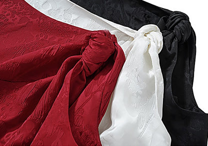 HECO Jacquard Acetic One-sided Kink White Red Black Top Woman - GOSPEL.