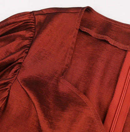 DOLLY High End Green Square Collar Long Sleeve Slim Fit Long Dress-MALU