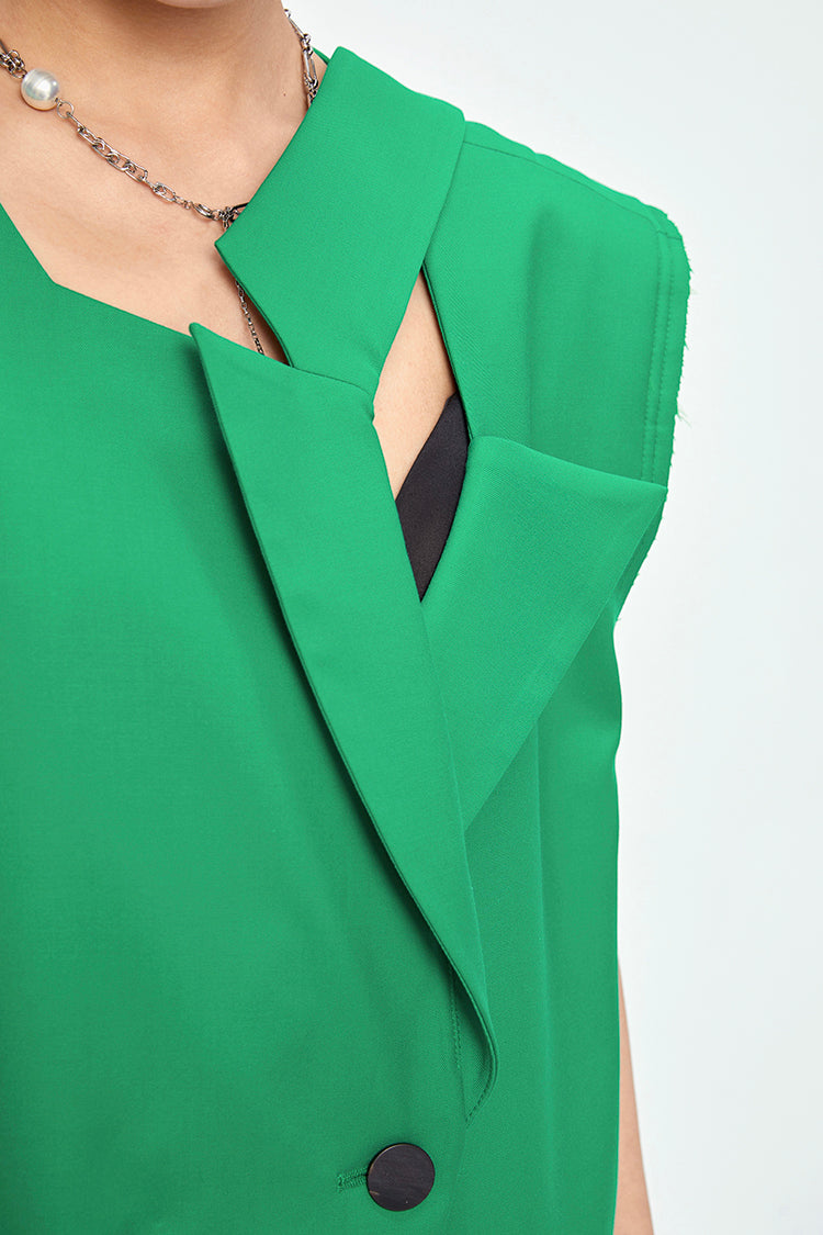 TINY IN misaligned collar silhouette midi vest women's suit -DODO