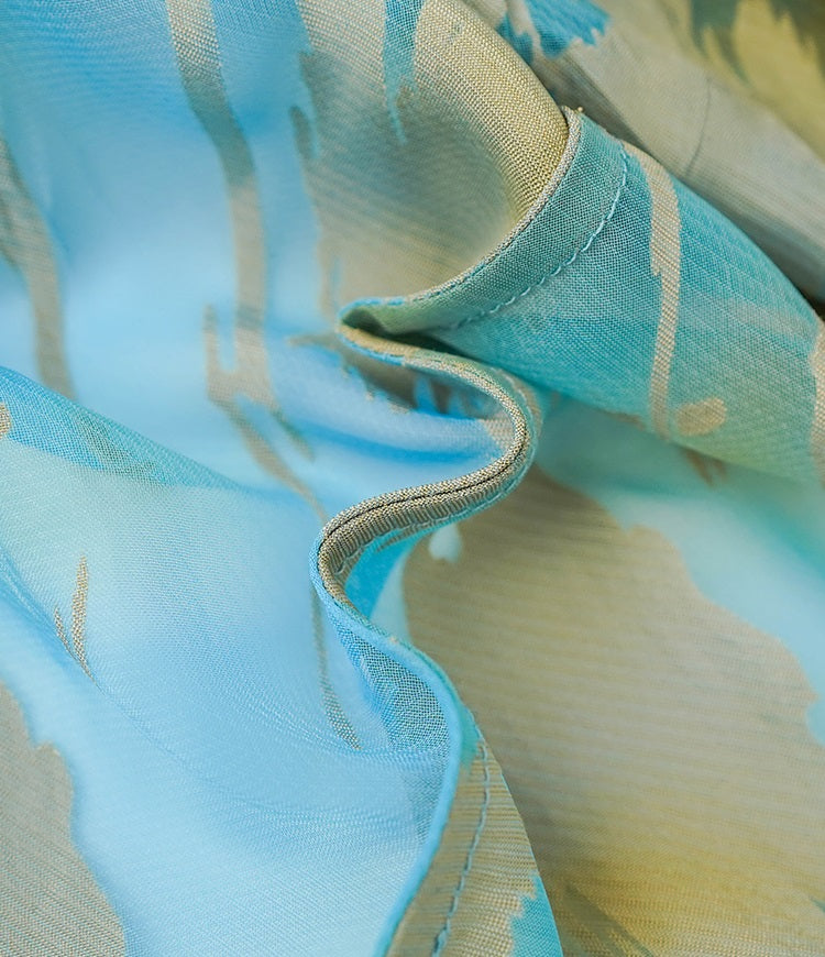 HECO Chinese style devored flower suspender dress - SKY.