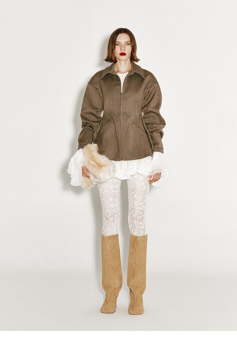 ATELIER MISS LU Fall/Winter Sheep Wool Texture Slightly Sheer Leggings - NARCISSA