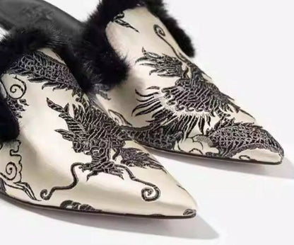 B-FEI New Chinese fur pointed toe heel-KAKA.