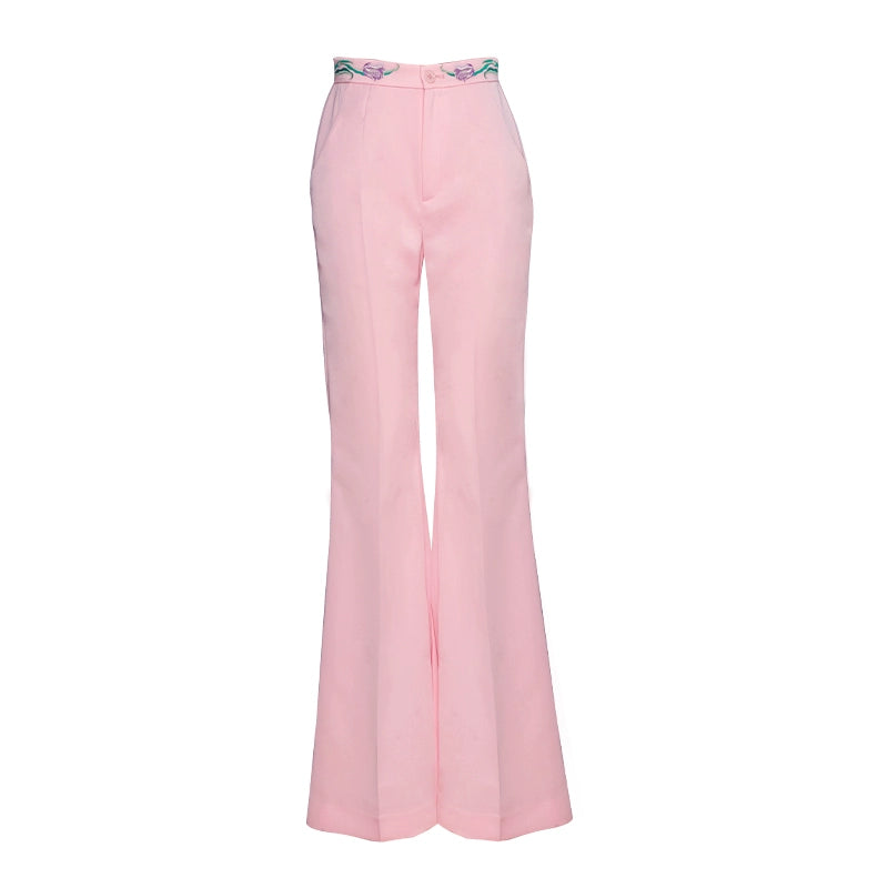 Magic Q Limited Edition pearlescent pink tulip embroidered double-breasted pant suit - sio