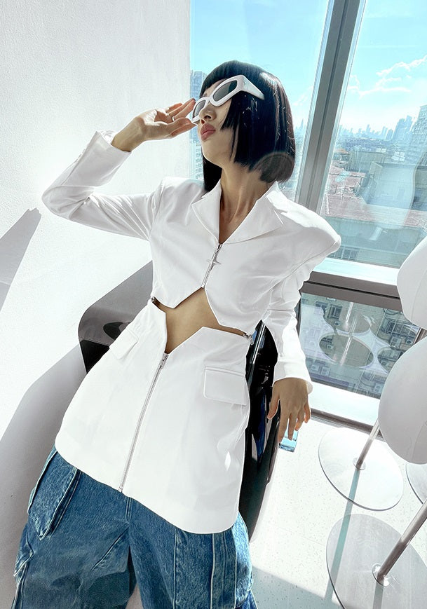 ANNAKIKI  hollow star-shaped patchwork blazer -SANNY.