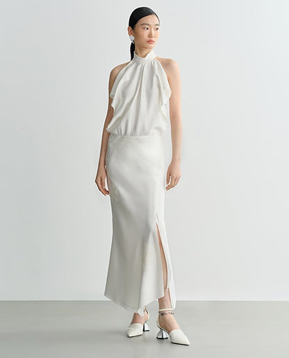 COMME MOI Lv Yan designer summer women's three-dimensional embroidered fishtail skirt - JESUS.