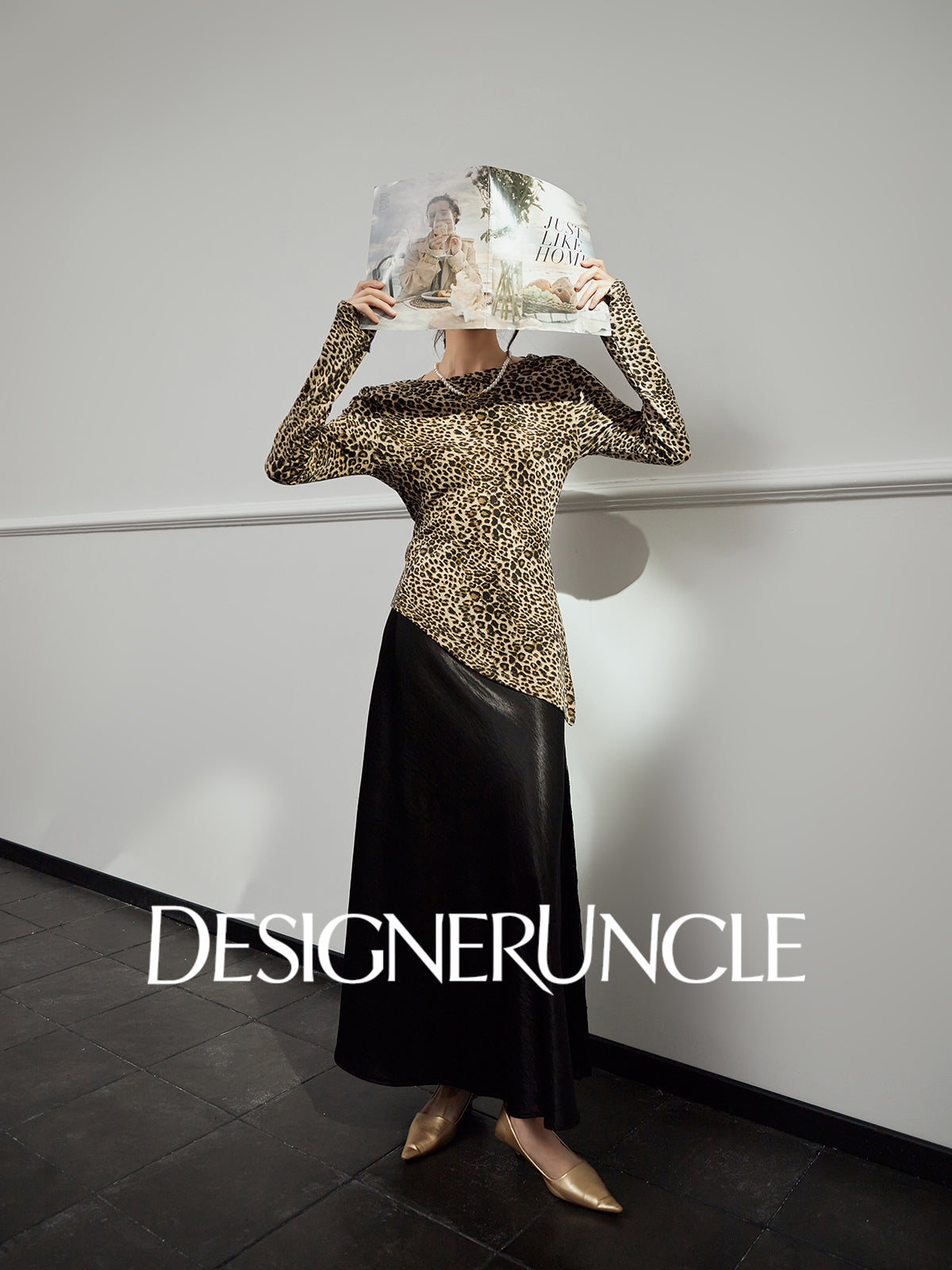 DGU|Leopard Shadow" leopard print knitted sweater new design niche slim temperament top - Antonio.