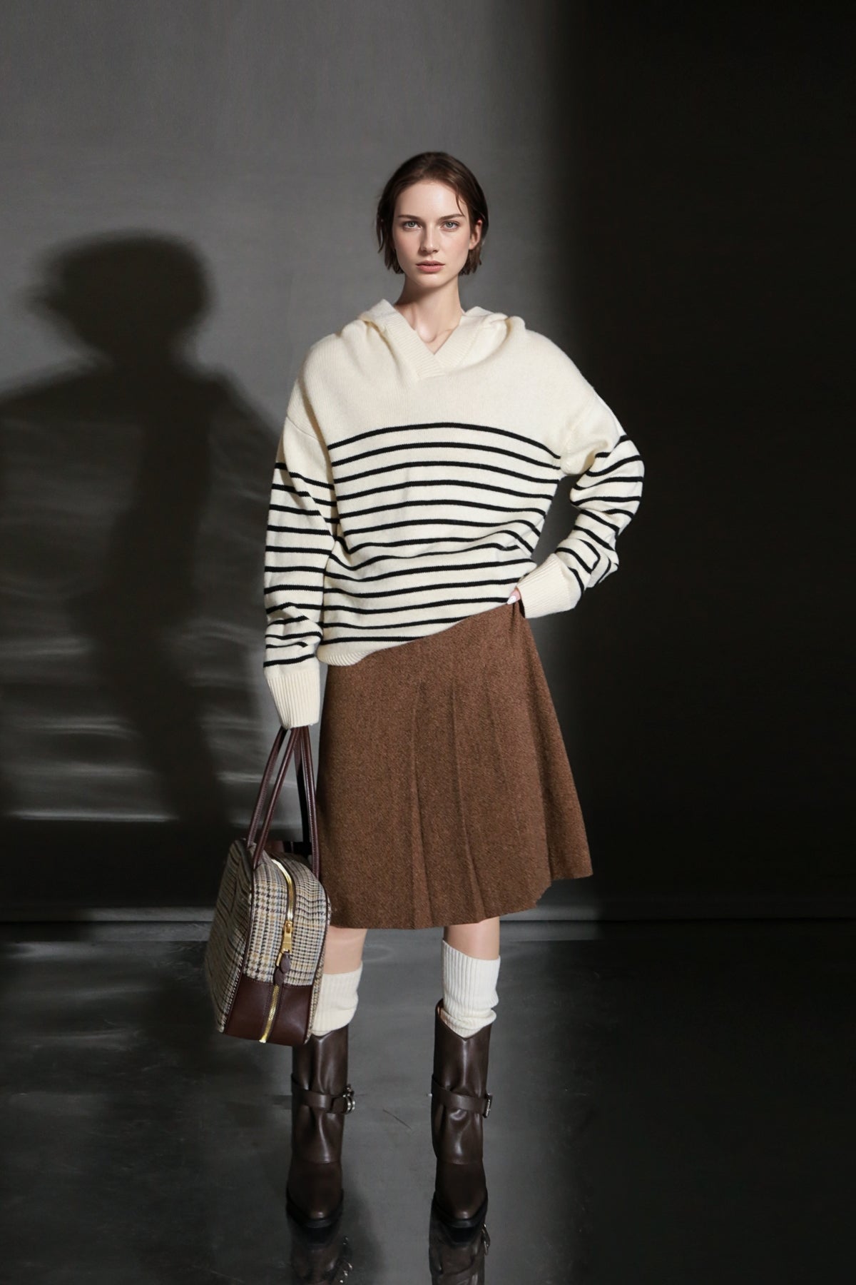 PIAOIN vintage woolen pleated premium skirt-LUCY