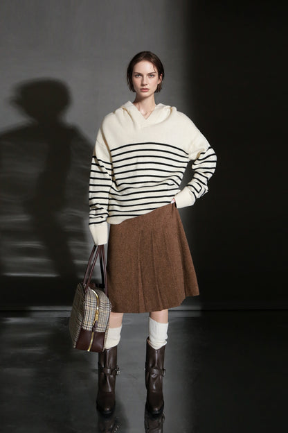 PIAOIN vintage woolen pleated premium skirt-LUCY