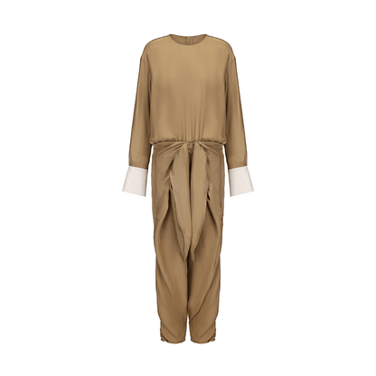 ATELIER MISS LU  Ring-panel Flutter-piece Acetate Jumpsuit - MAGNET