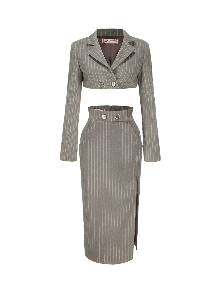 Le palais vintage style slim short jacket and hip skirt- MAY