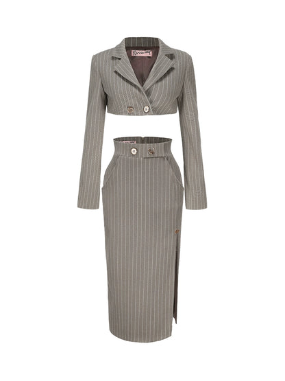 Le palais vintage style slim short jacket and hip skirt- MAY