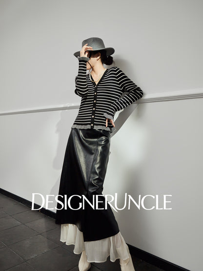 DGU "Ink Sequence" special black temperament and versatile slimming design striped jacket -  Francis ?
