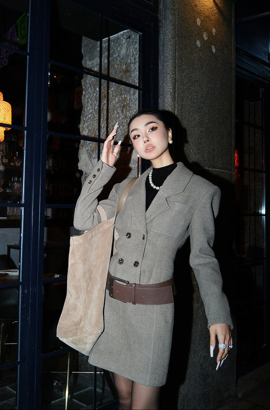 MEI SANGUAN Slim Double-Breasted Skirt Suit Set - GAVIN
