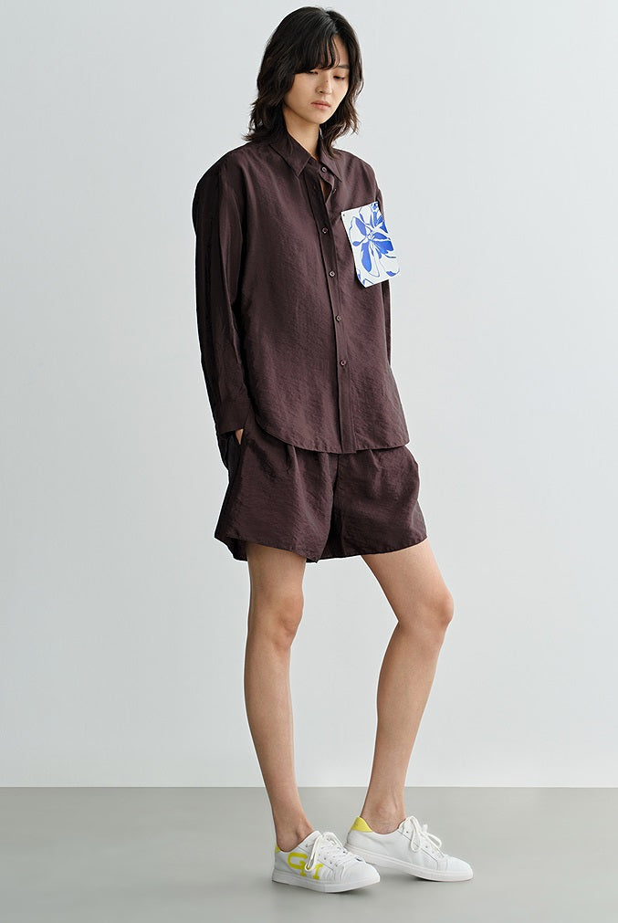 COMME MOI  summer brown high-waisted shorts - CHLOE.