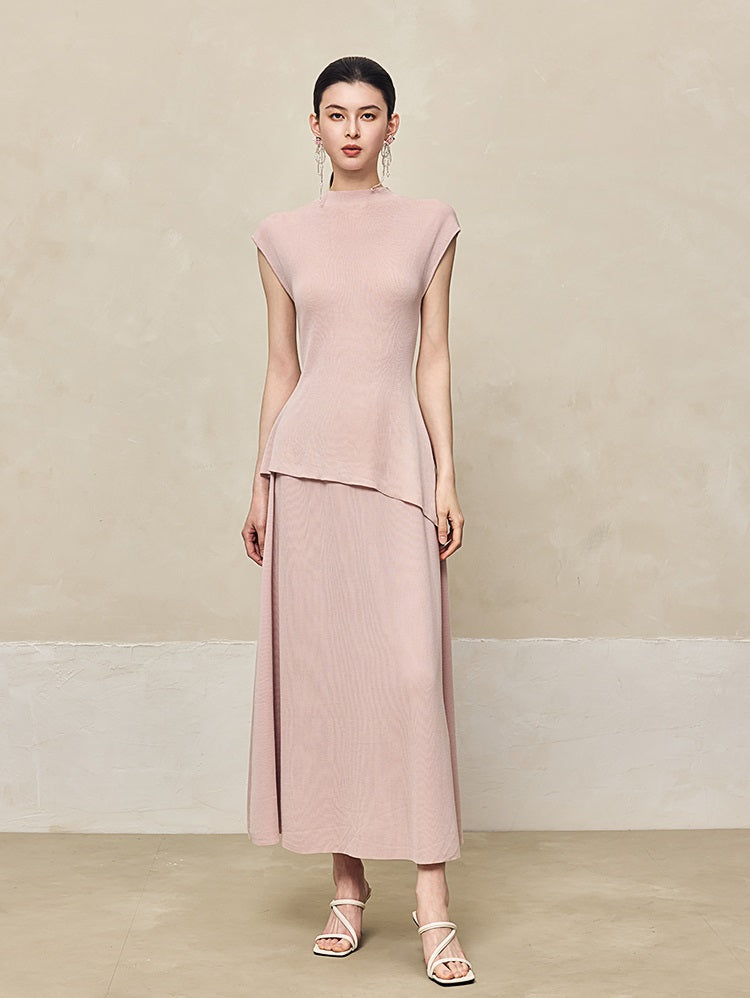HECO High-waisted Draped Maxi Tencel Knitted Skirt - THERE.