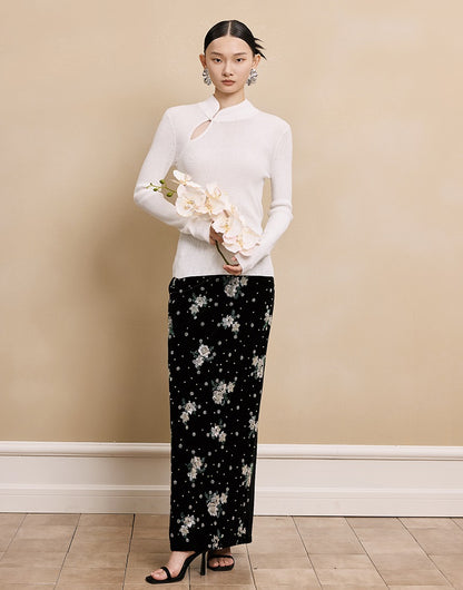 HECO Stand Collar red black white apricot Slim Bottom top Spring - treat.