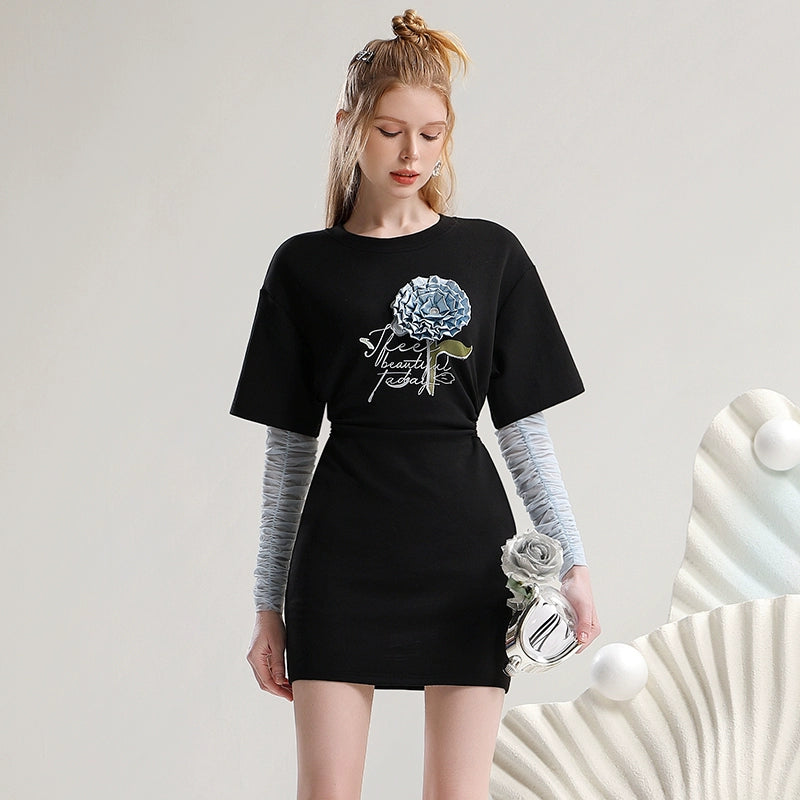 CHECOCRE Summer Three-dimensional Flower Cutout Waistless Knit Dress - ADAM.