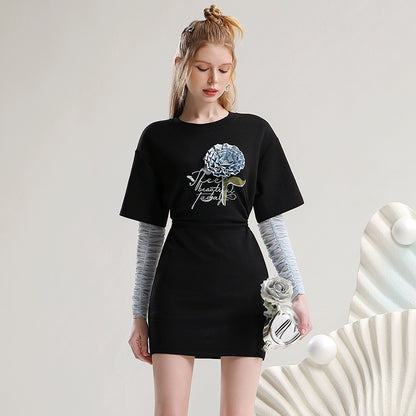 CHECOCRE Summer Three-dimensional Flower Cutout Waistless Knit Dress - ADAM.