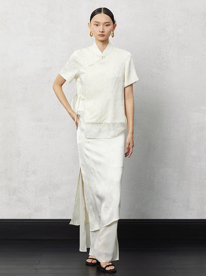 HECO acetate tulle high waisted cascading long skirt summer - lion.