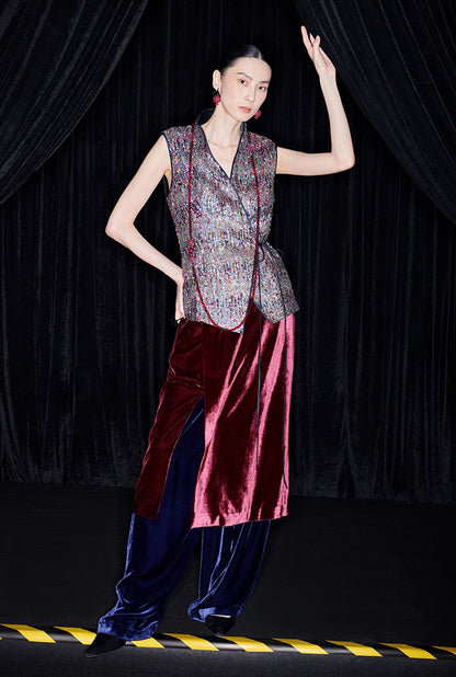 M essential Ma Kai designer Yao Ye embroidered fabric slim side vest - LAPT.