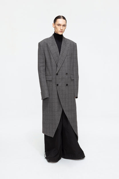 ANNAKIKI niche design asymmetrical loose wool long coat-JIANCI