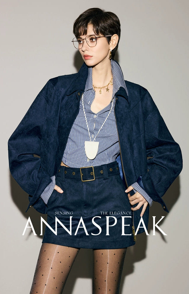 ANNASPEAK ROSSO Red Label Eco-Friendly Leather Heavy Jacket Skirt Set-GHUGH.