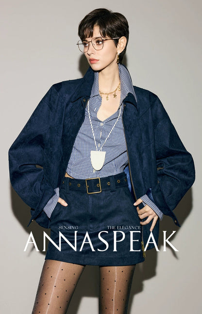 ANNASPEAK ROSSO Red Label Eco-Friendly Leather Heavy Jacket Skirt Set-GHUGH.