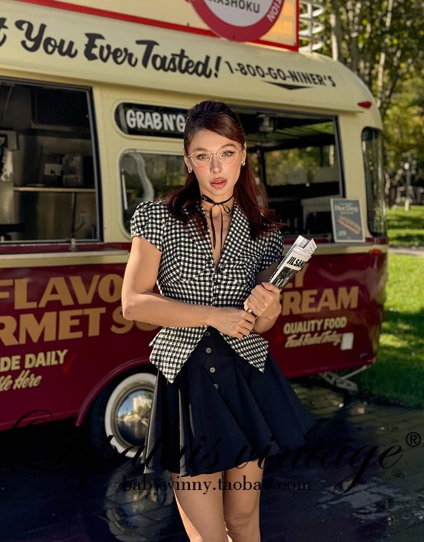 Le Palais Vintage black wrap short shirt ruffled puffy skirt-CALCIFER.