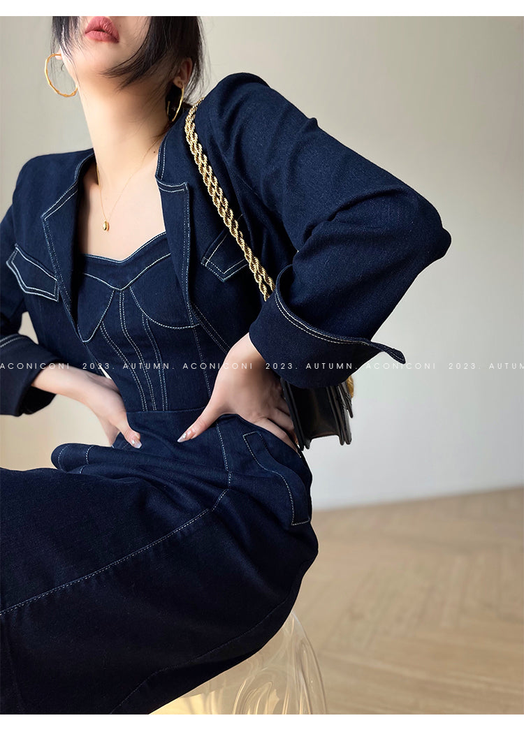 Aconiconi Luxury Blue Denim jacket - Poetry from the Other Shore