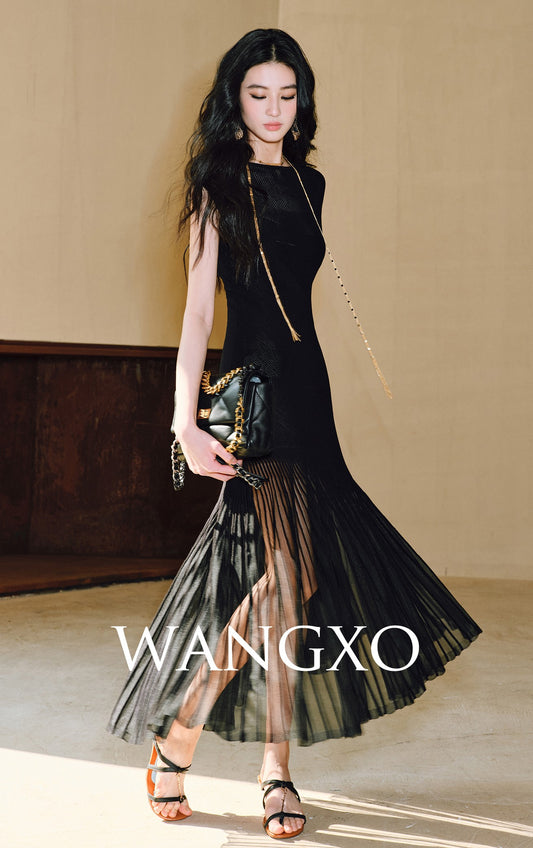 WANGXO | Custom-Woven Silk Organza Panel Sheer Umbrella Hem Dress -YUNI.