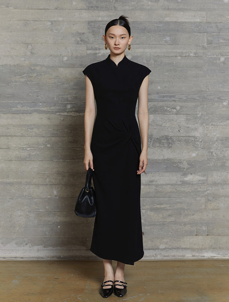 HECO acetate elegant red modified cheongsam dress women - leave.