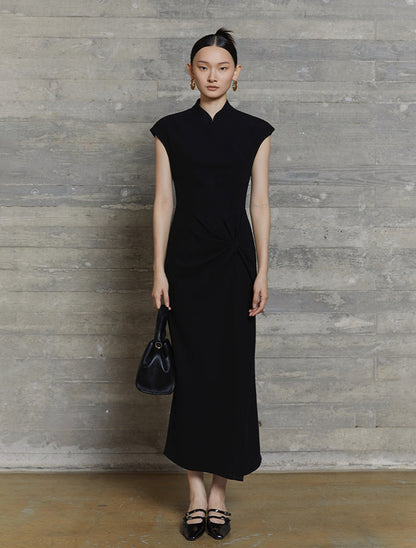 HECO acetate elegant red modified cheongsam dress women - leave.