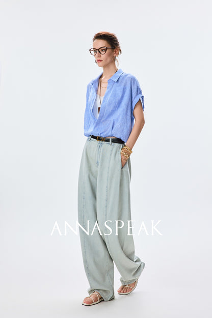 ANNASPEAK fashionable  cotton loose jeans-CHISA.