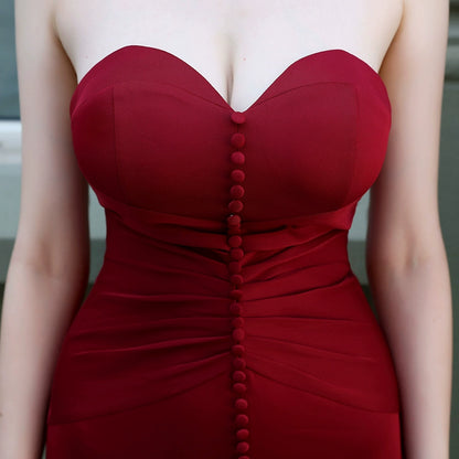 DOLLY Elegant Retro Style Sleeveless Off Shoulder Chest Wrap Long Fish Tail Dress-POW