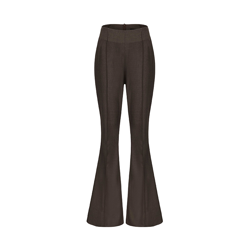 ATELIER MISS LU Retro Modern Long-legged Sheep Wool Flared Pants - HEATHER