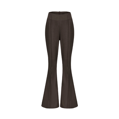 ATELIER MISS LU Retro Modern Long-legged Sheep Wool Flared Pants - HEATHER