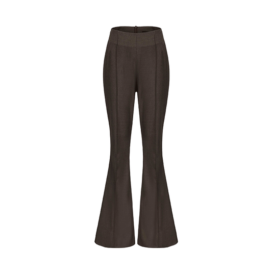 ATELIER MISS LU Retro Modern Long-legged Sheep Wool Flared Pants - HEATHER