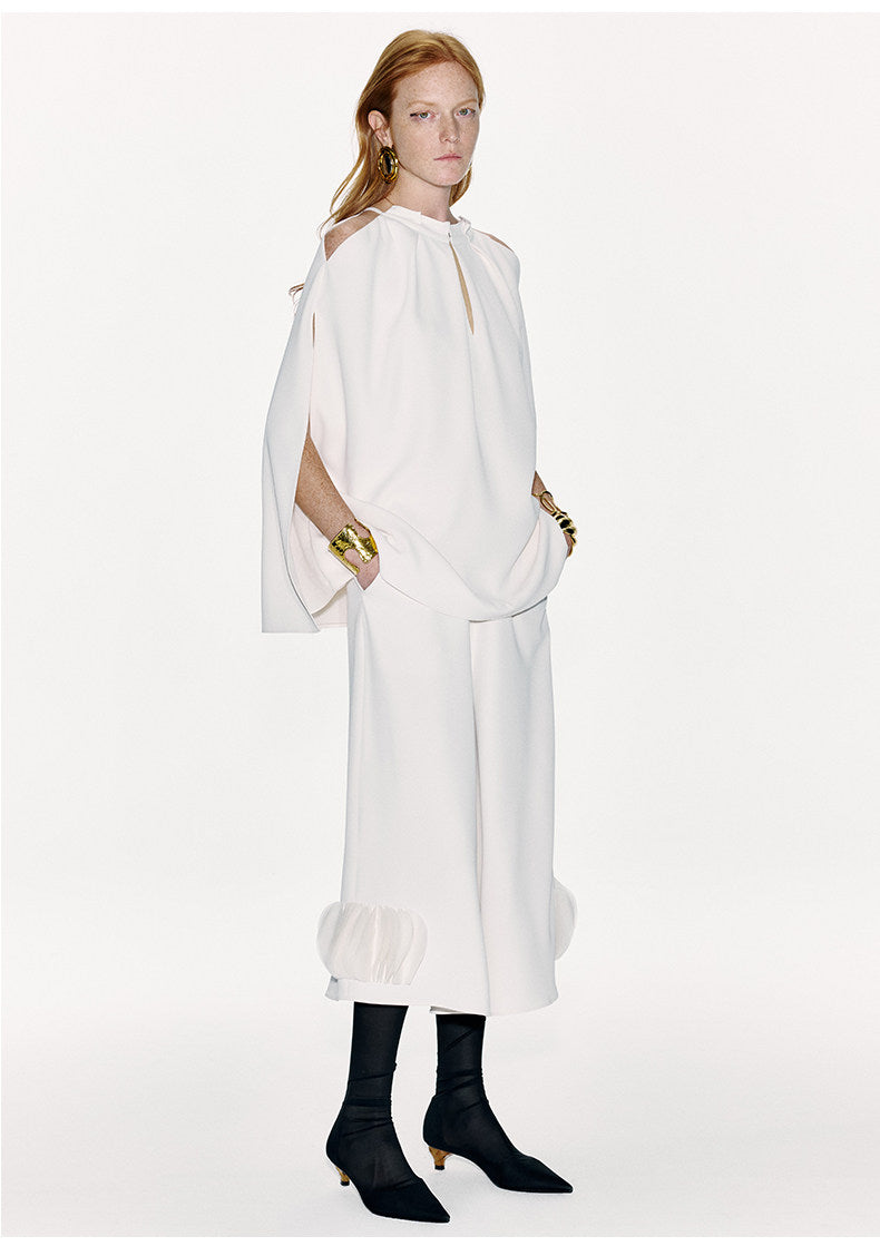 ATELIER MISS LU Off-the-Shoulder Slit Long-sleeved Silhouette Top - MARTY