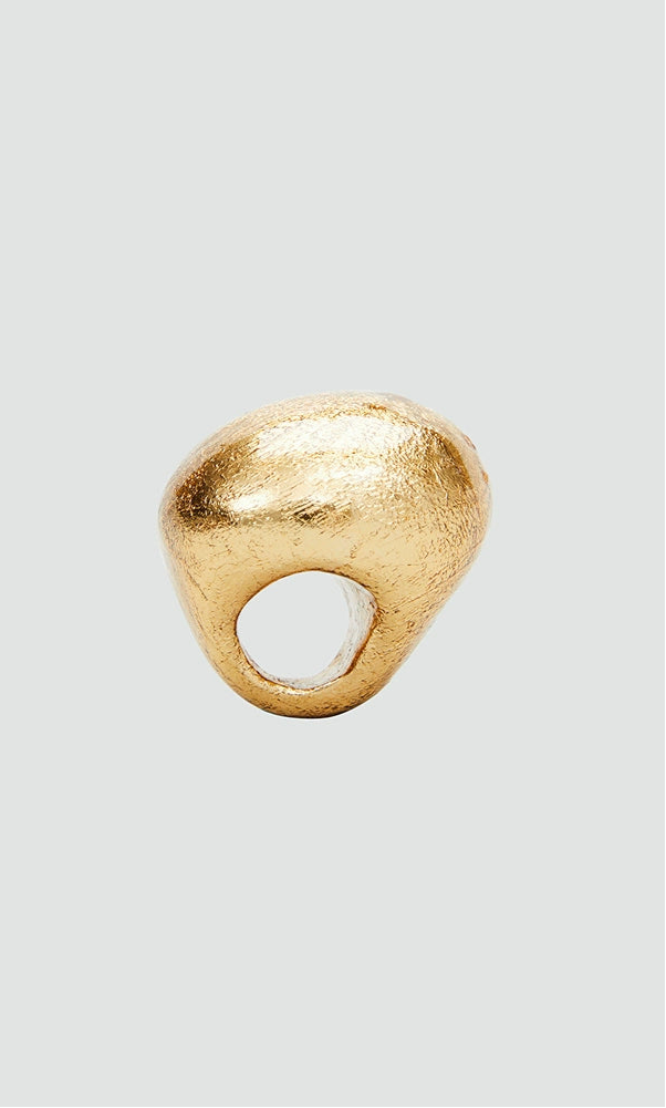ZHUCHONGYUN sculptural textured bold Walnut Foil Ring-TAMIYA.