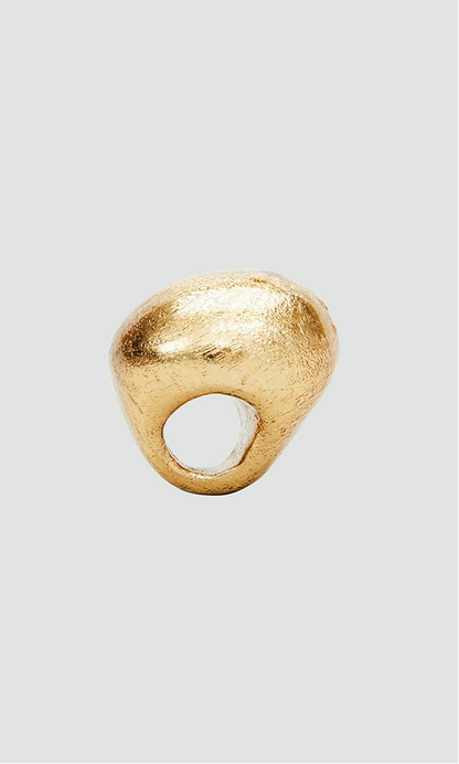 ZHUCHONGYUN sculptural textured bold Walnut Foil Ring-TAMIYA.