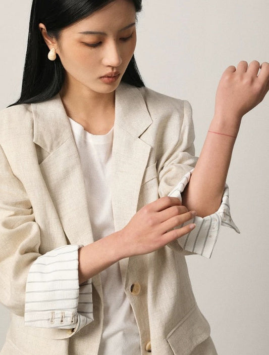 PIAOIN Premium Casual Linen Blazer Women's Versatile Straight Wide-leg Pants ALEXANDRA