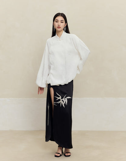 HECO Jacquard Stand-Collar Shirt Top Women - hand.