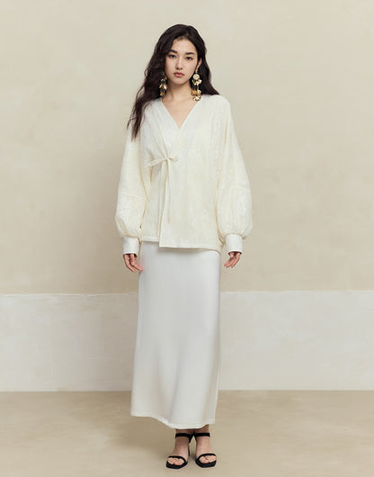 HECO Dolman Sleeve Mesh Lace Embroidery Shirt Top Women - hey.